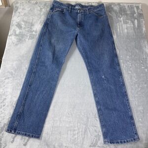 Wrangler Mens Jeans 36x32 Five Star Premium Denim Straight Leg Blue 47MACMS